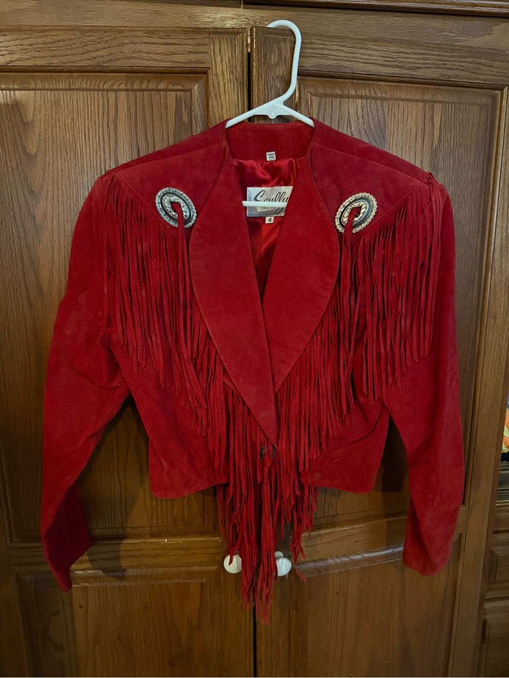 Scully Red Suede Fringe Jacket with Concho Accents